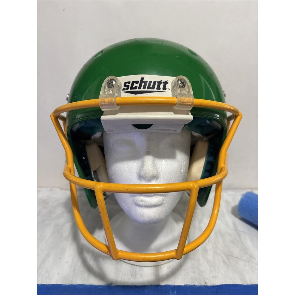 Schutt Full Face Football Helmet Yellow Green Face Youth Small EAR PADS PEELING